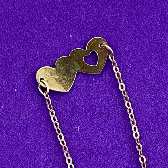 💛 Classic 10k Gold Double Heart Bracelet - Picture 4 of 6